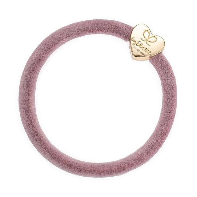 VELVET GOLD HEART CHAMPAGNE PINK PLAIN - hårsnodd