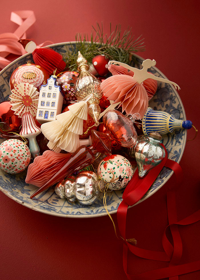 Prydnads kulor / Papier Mâché Baubles Gaya Ø5cm Ruby S/3pcs