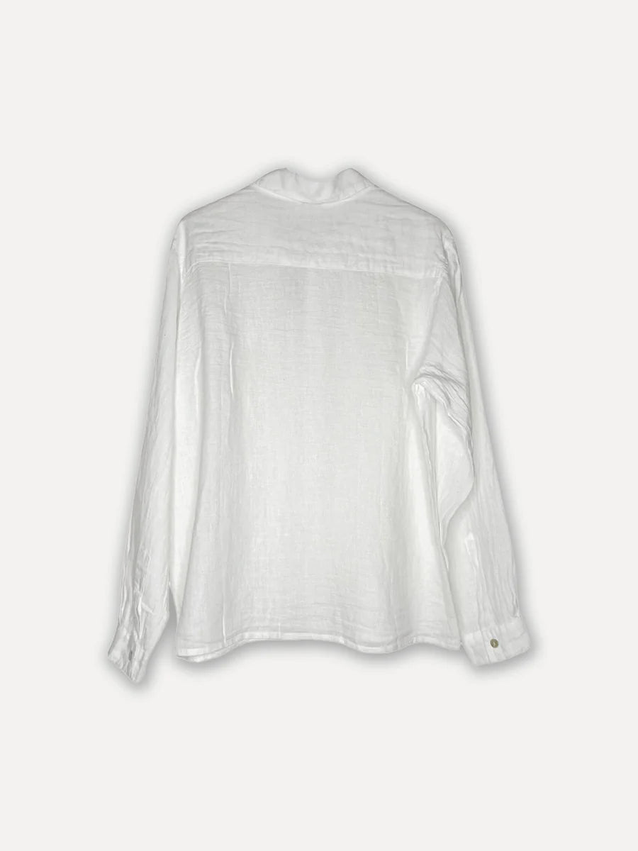 Boyfriend Attitude Linen Shirt, White, M/L + XL/XXL