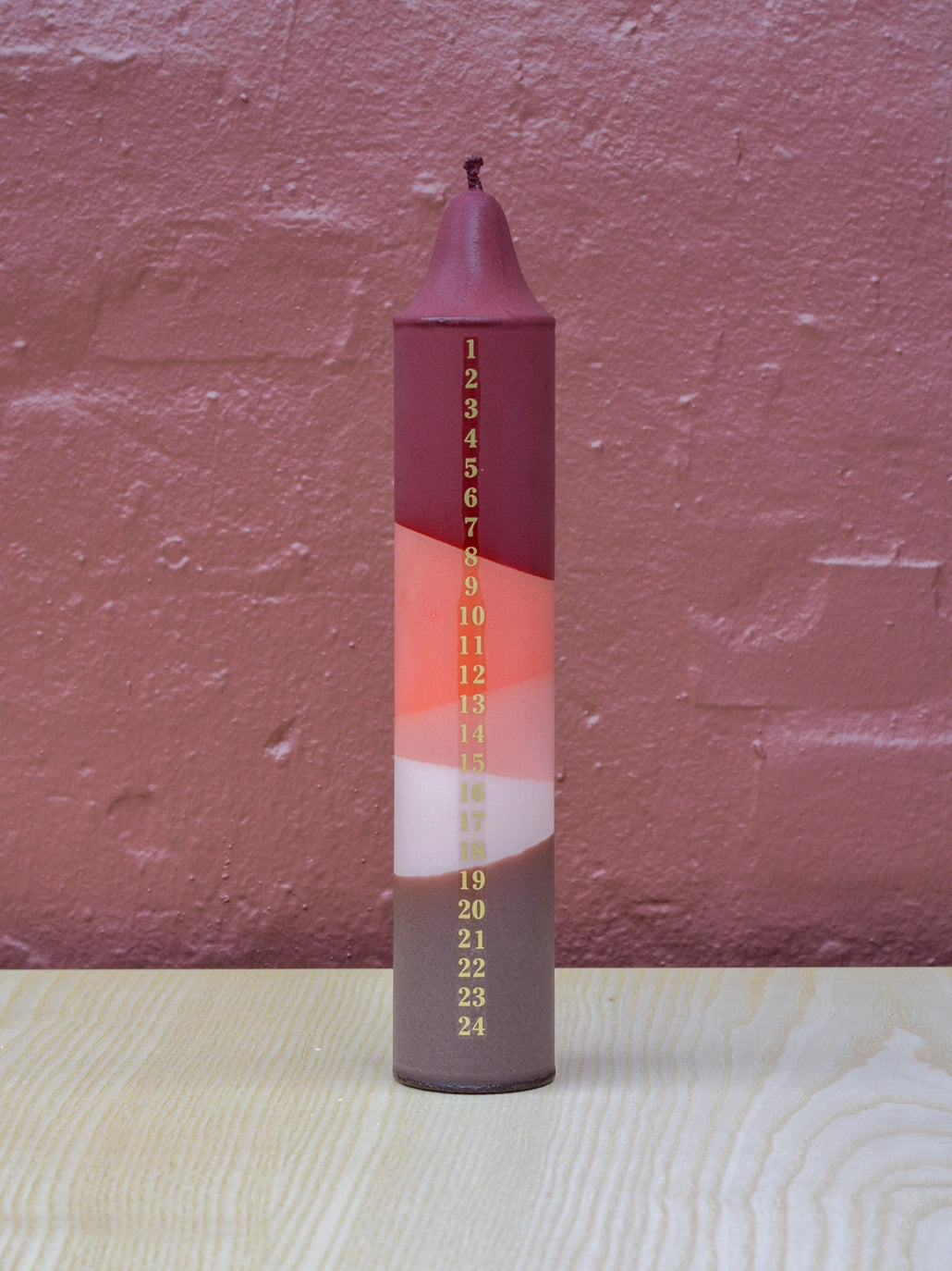 Nordrice Adventsljusstake, Julkalender, Vinröd / Orange / Beige