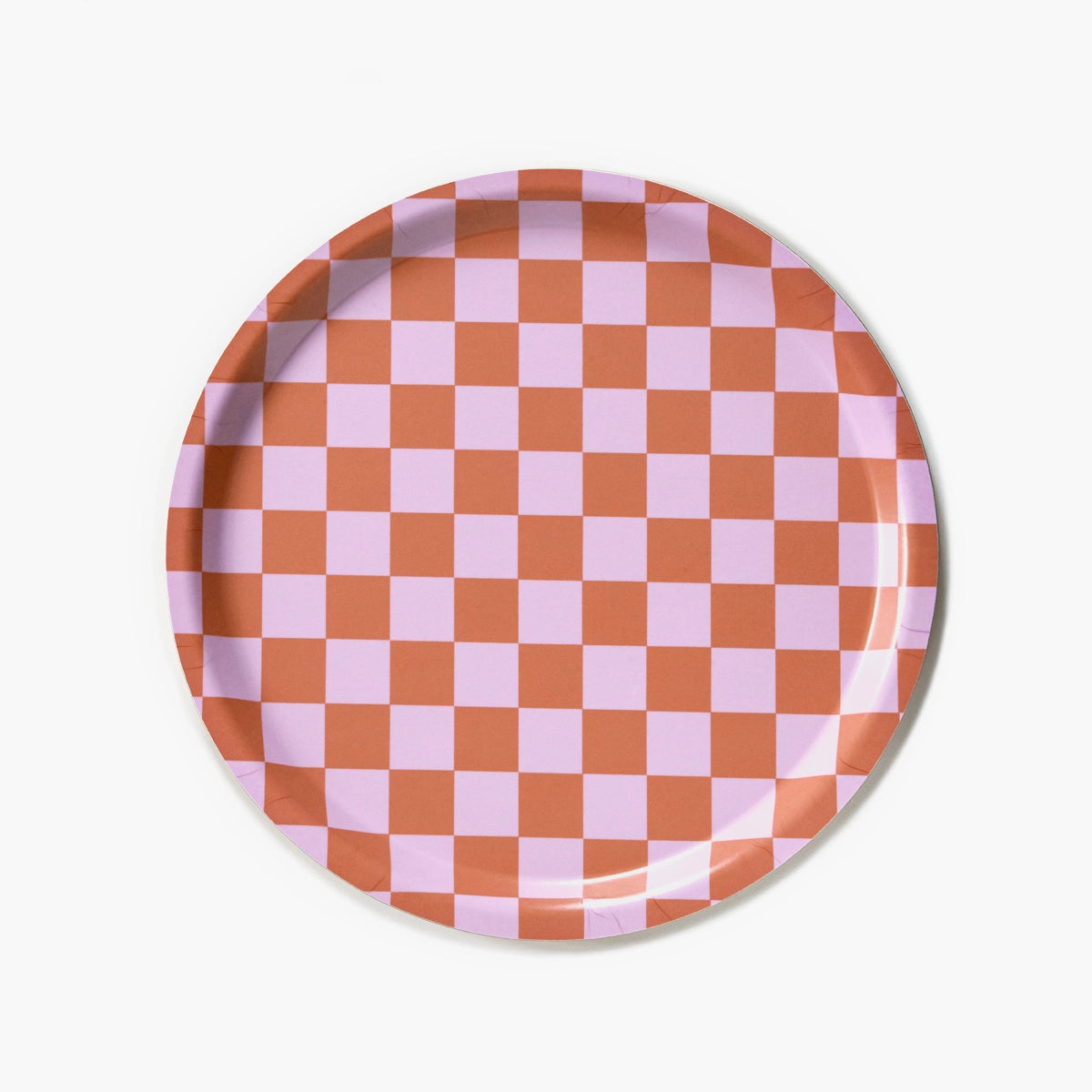 CHECKER Orange/Rosa rund serveringsbricka