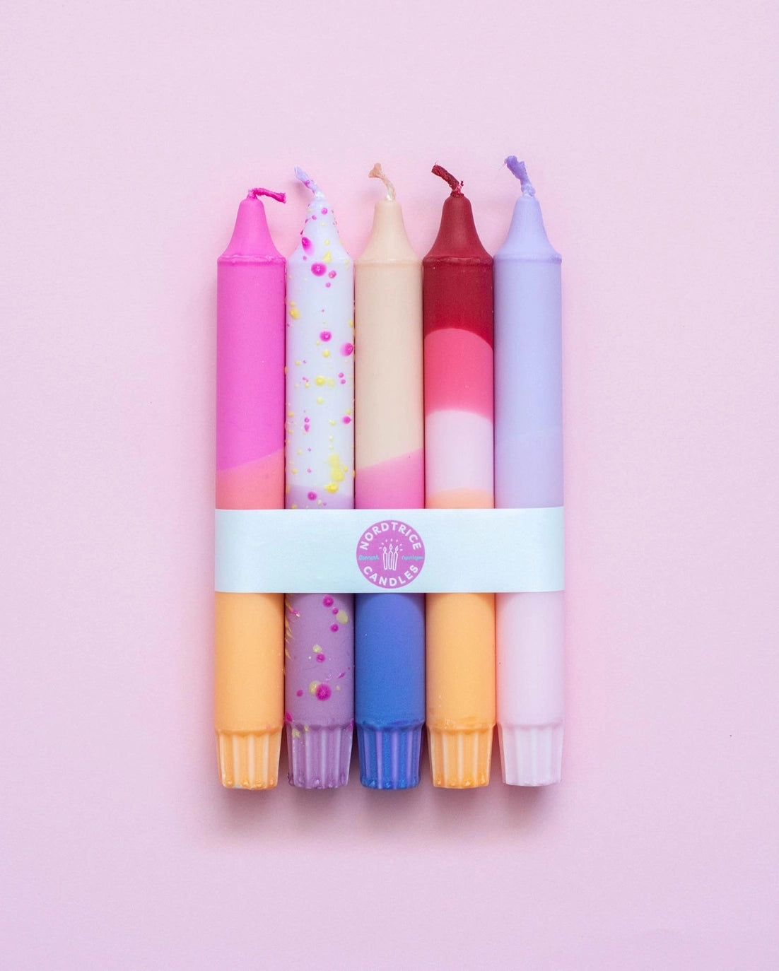 Nordrice - Avsmalnande ljus, 5 pack, pasellfärgad mix orange