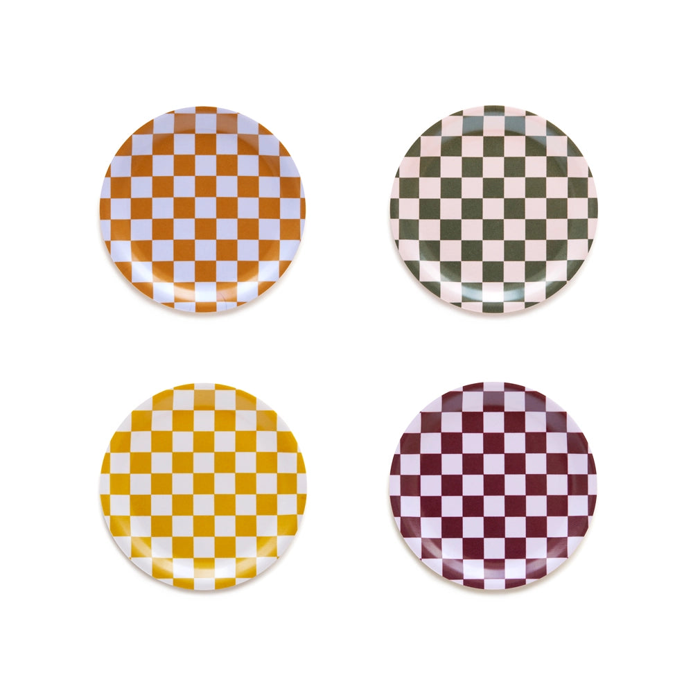 CHECKER Set med 4 Glasunderlägg - Varm Mix