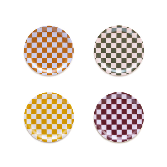 CHECKER Set med 4 Glasunderlägg - Varm Mix
