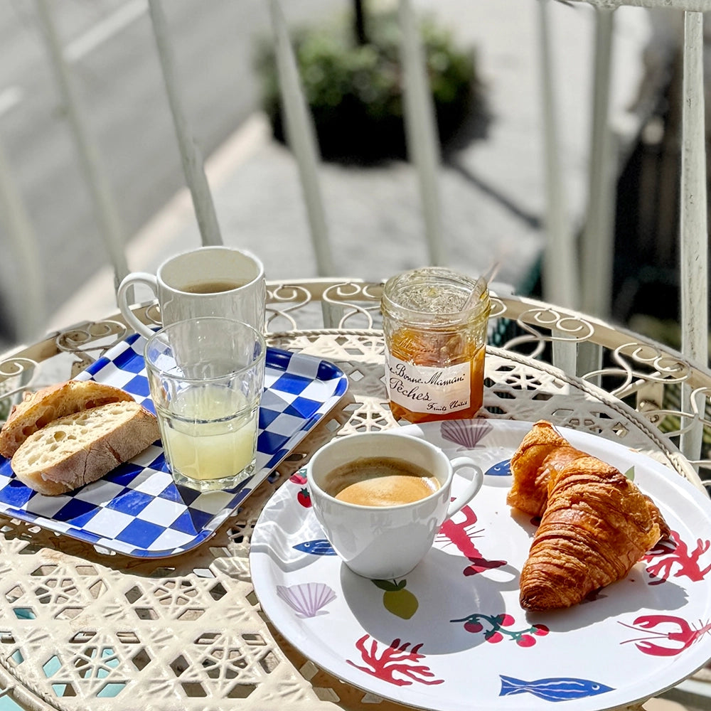 Havssalt CHECKER Rektangulärt Serveringsfat, blå