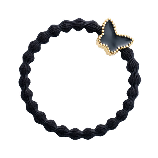 ENAMEL GOLD BUTTERFLY BLACK BLING - hårsnodd