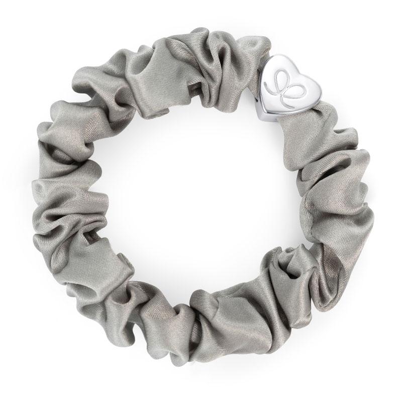 SCRUNCHIE, SILVER HEART SILK MOONLIGHT- hårsnodd