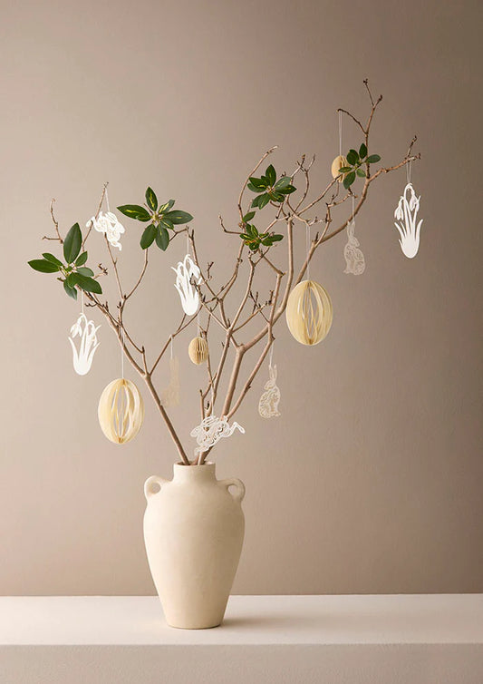 Påskägg - Paper Eggshells Swirl Cream L S/2pcs