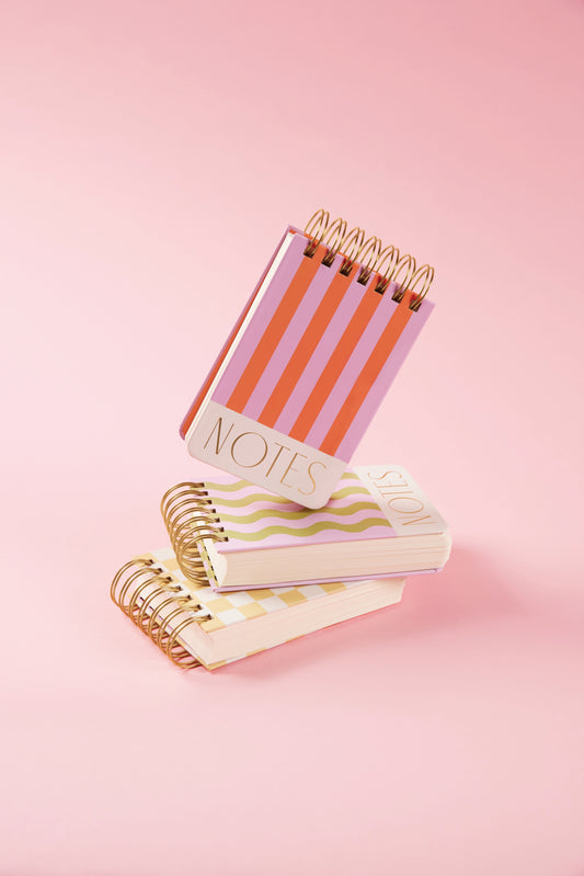 Anteckningsblock Liten spiral -  Stripes rosa/orange