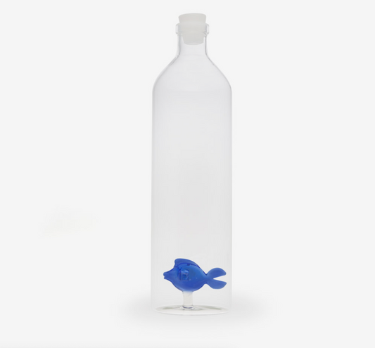 Flaska Atlantis, Blå Fisk 1,2l, Borosilikatglas