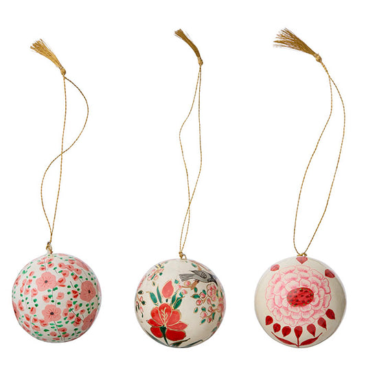 Prydnads kulor / Papier Mâché Baubles Gaya Ø5cm Ruby S/3pcs
