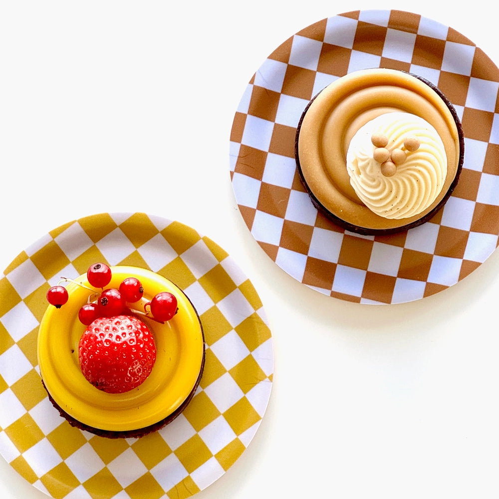 CHECKER Set med 4 Glasunderlägg - Varm Mix