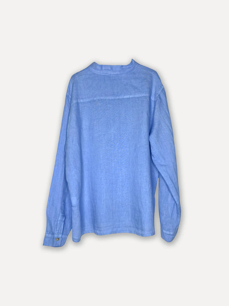 Boyfriend Attitude Linen Shirt, Sea Blue XL/XXL